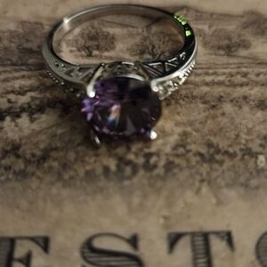 Elegant Purple Stone Silver Ring